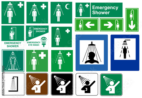 Emergency Showers Warning Road Signs