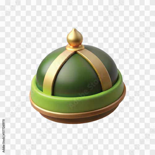 3D Islamic Cap Taqiyah EPS | Religious Headwear Vector, Muslim Traditional Hat Icon
