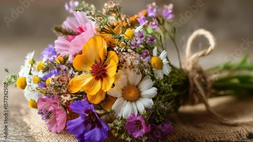 Wallpaper Mural Colorful bouquet of wildflowers gathered in spring showcasing nature's beauty in a rustic setting perfect for gifts or decor Torontodigital.ca