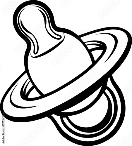 Baby nipple Isolated on white background. Coloring book. black and white , white background
