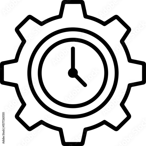Clock face with gear outline symbolizing time management and mechanical precision