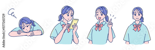アニメタッチの女の子　表情セット