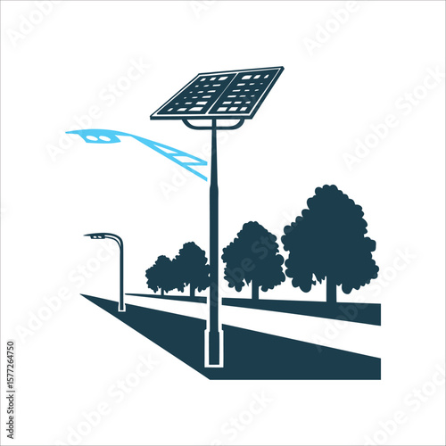 Solar Powered Street Light Vector Illustration Solar powered street light