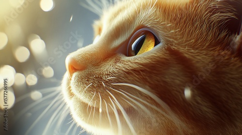 Close up of cat receiving ear cleaning grooming veterinary clinic cat fur well defined gentle soft environment bright lighting highlighting grooming process High fidelity 8K resolution photo realistic