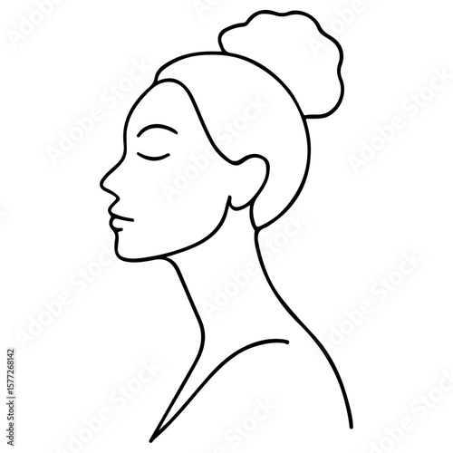Woman profile illustration vector icon featuring a stylized head silhouette