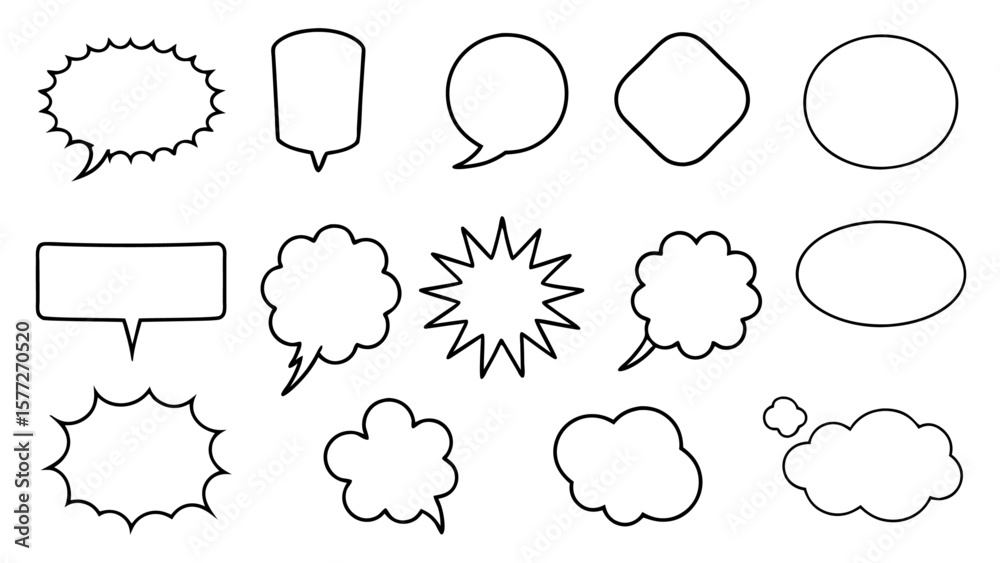 Fototapeta premium Set of Hand Drawn Speech Bubbles on tranparent background