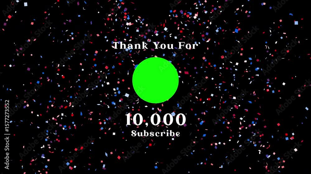 Celebration 10 thousand subscribers youtube channel with count and confetti. 4k video motion graphic