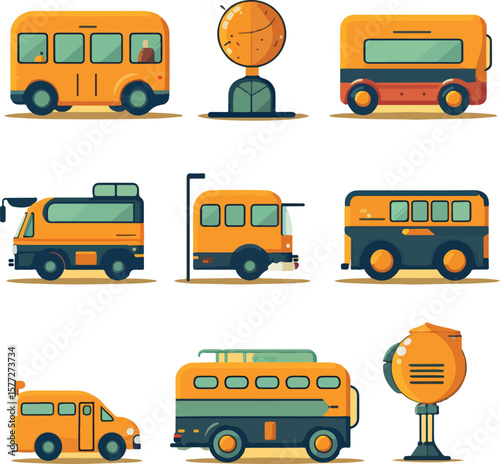 Buses and Vehicles vector icon