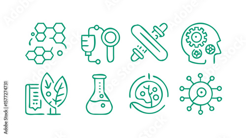 Science and technology icons for research and development vector design set