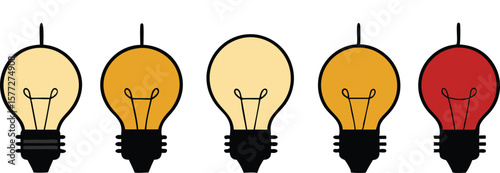A sequence of stylized light bulbs, often with one distinctively lit or colored, symbolizing ideas, innovation, or a unique solution