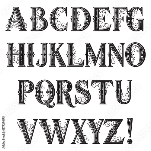 Stylish English Alphabet Vector Style