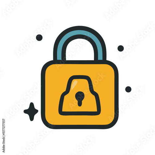 Gold investment icon with padlock symbol representing asset security, wealth safety, and secure investment. Perfect for finance, banking, insurance, and money protection concepts.