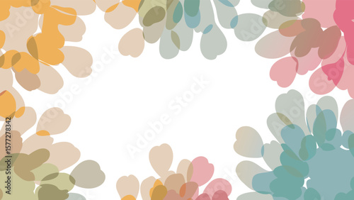 Aesthetic background with pastel colored floral petal design framing a central white space perfectly for text