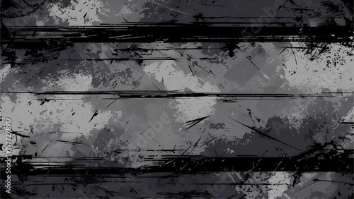 Abstract Grunge Texture with Horizontal Lines and Gray Tones, Rough and Textured Gray Background with Overlapping Horizontal Black Elements