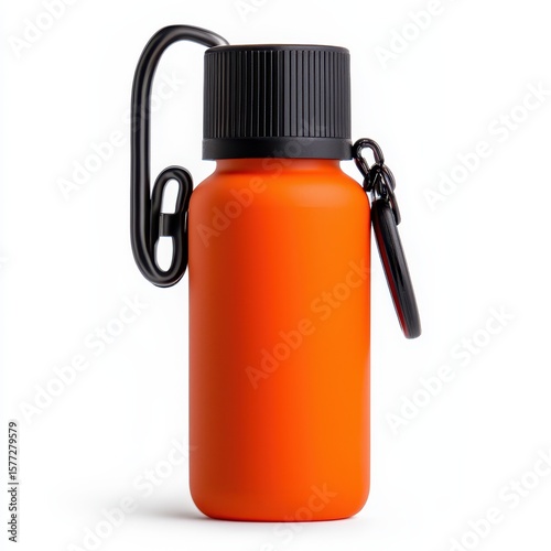 Bright Orange Water Bottle with Carabiner and Modern Design