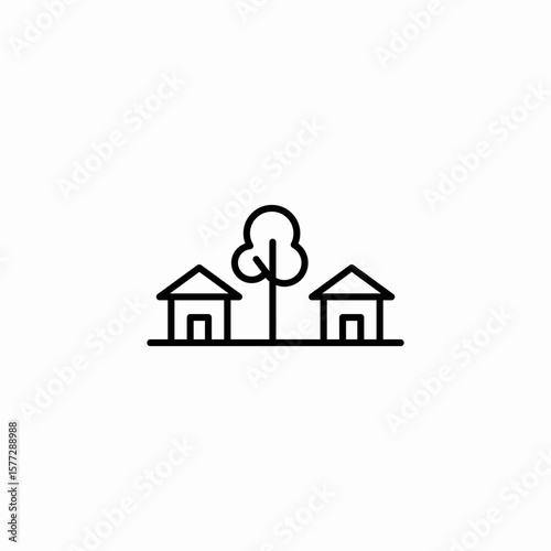 suburb village icon sign vector