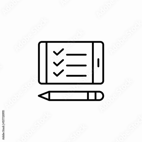 tablet stylus checklist icon sign vector