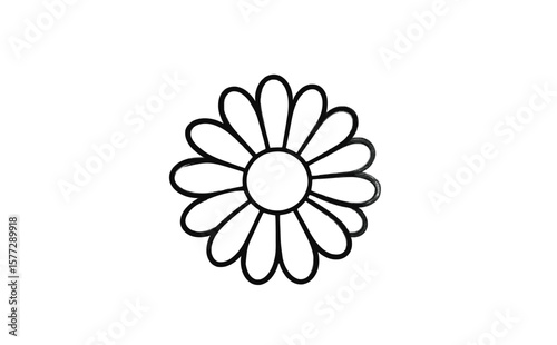 Daisy Flower Outline Vector Minimal Design on White Background