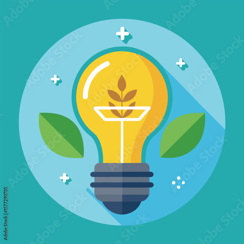 Eco-friendly concept depicted with a light bulb and organic plant elements