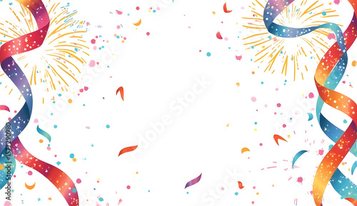 Colorful ribbons and fireworks,Adobe Illustrator Artwork isolated on white background
