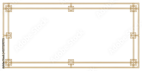 Elegant Geometric Frame Design with Intricate Golden Lines and Accents on a Transparent Backdrop for Creative Projects
