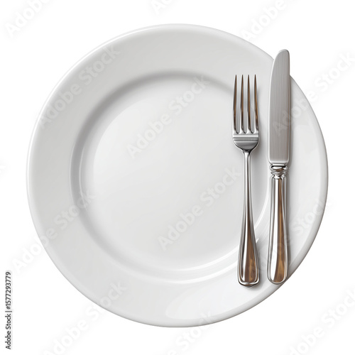 plate and cutlery isolated on transparent background png 