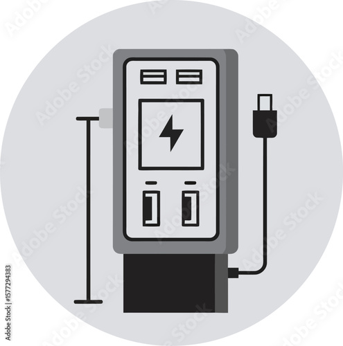 Public Electric Vehicle Charging Station Icon