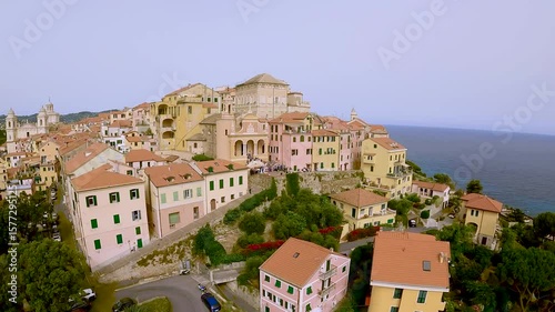 Aerial View of Historic Porto Maurizio and Ligurian Coastline