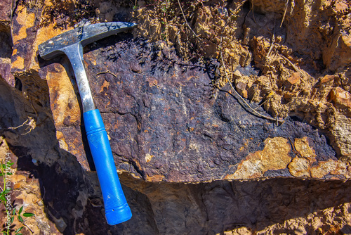Flysch Sediments with Geological Hammer in Serbia