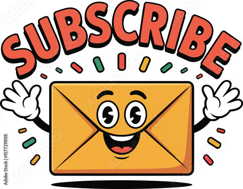 Happy Envelope Subscribe Icon – Cartoon Email Signup Graphic