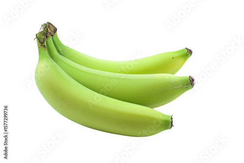 a bunch of green bananas on a white background
