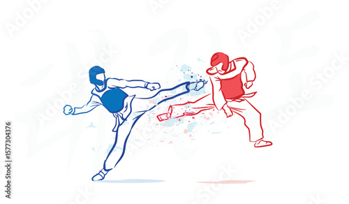 Great simple taekwondo Kyorugi or sparring  background design for any media	