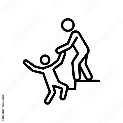 Helping hand lifting someone up, assistance, support. Helping hand lifting someone up from the edge, showing solidarity and mentorship, symbol of teamwork. Concept of helping hand lifting someone up.