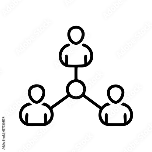 People connected by lines in network structure showing communication and team relations. Illustrating people connected by lines as concept of networking structure among coworkers and team.