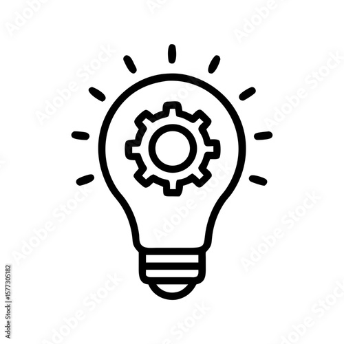 Light bulb with gears presents concept of innovation, idea generation, and mechanical solutions. Light bulb with gears represents ingenuity, efficiency, and technological advancement.