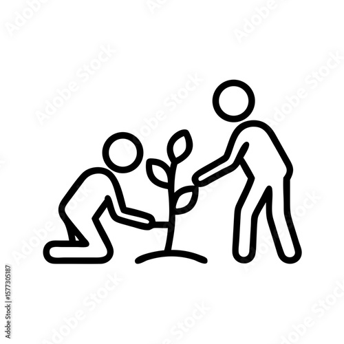 People planting a tree, symbol of growth and environmental care. People planting a tree together, reinforcing a collaborative message, represent environmental stewardship and ecological awareness.