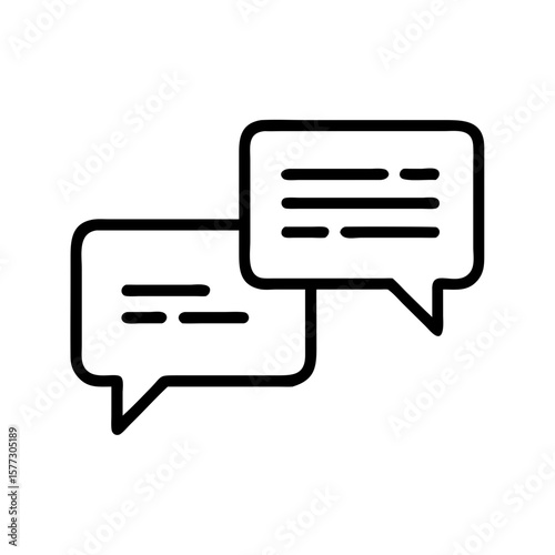 Speech bubbles overlapping, symbolizing communication and conversation, in minimalist design. These overlapping speech bubbles illustrate interaction and dialogue.