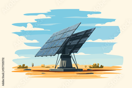 Solar Panel Station Vector Illustration