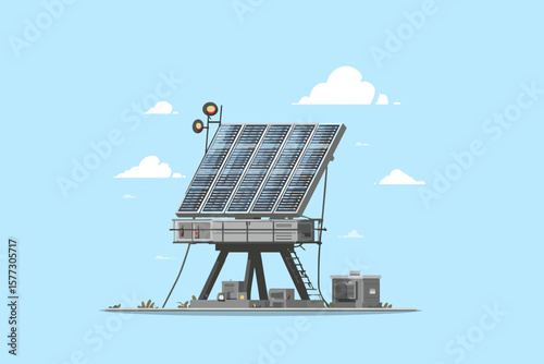 Solar Panel Station Vector Illustration