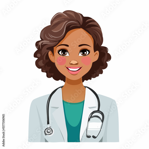 Vector illustration of a friendly pediatrician with medical tools, perfect for children's health themes, clinic brochures, and healthcare educational visuals.