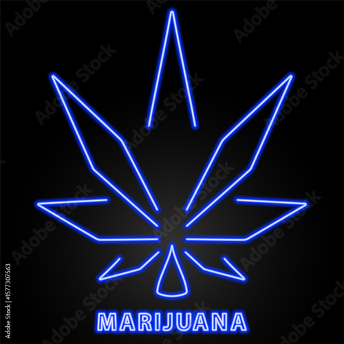 marijuana neon sign, modern glowing banner design, colorful modern design trends on black background. Vector illustration.