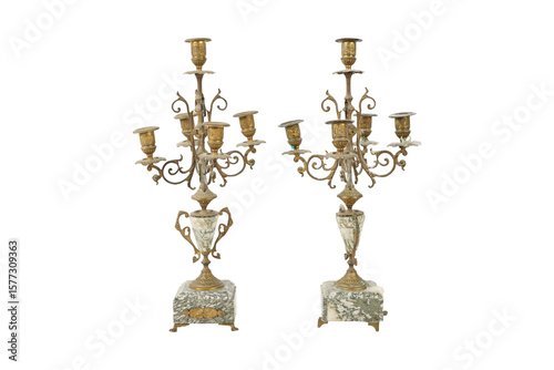 Fototapete candlestick with candles  Large pair of 19th Century Neo-Gothic Candlesticks