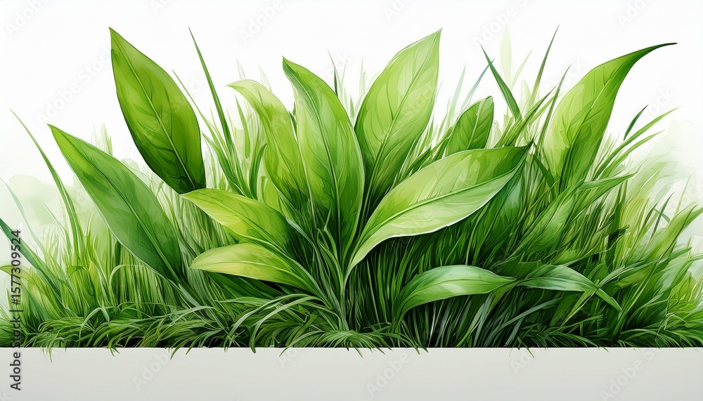 Fototapeta premium hi resolution image of fresh green grass isolated against a white background