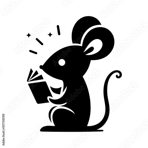 Reading Mouse: A Silhouette of a Mouse Absorbed in a Book