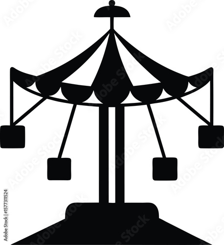 Spinning fair ride black icon amusement park symbol