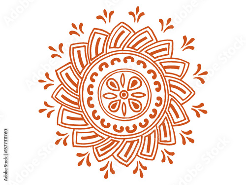 Rangoli, kolam,alpona, mandana for diwali, onam, indian wedding Traditional Indian folk art design with isolate background
