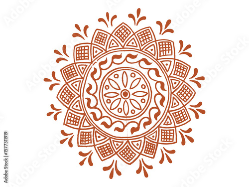 Rangoli, kolam,alpona, mandana for diwali, onam, indian wedding Traditional Indian folk art design with isolate background