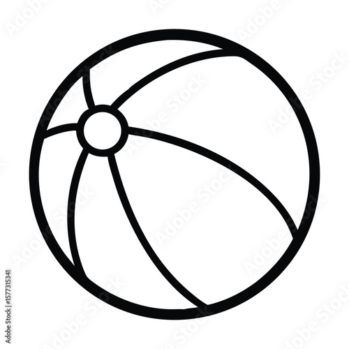 Beachball black outline icon sports design template vector