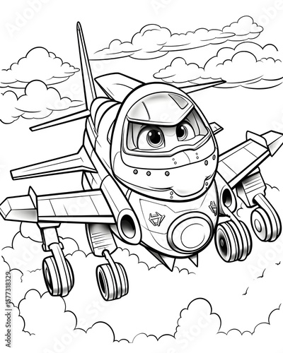 Cute jet coloring page