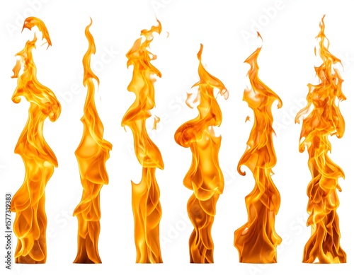 Abstract flame patterns on white